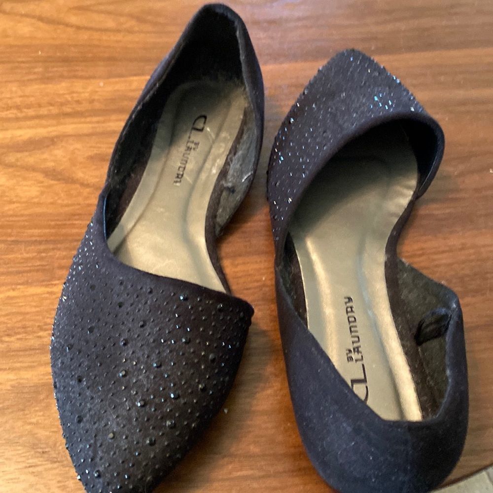 CL by Laundry Black Sparkle Flats 8